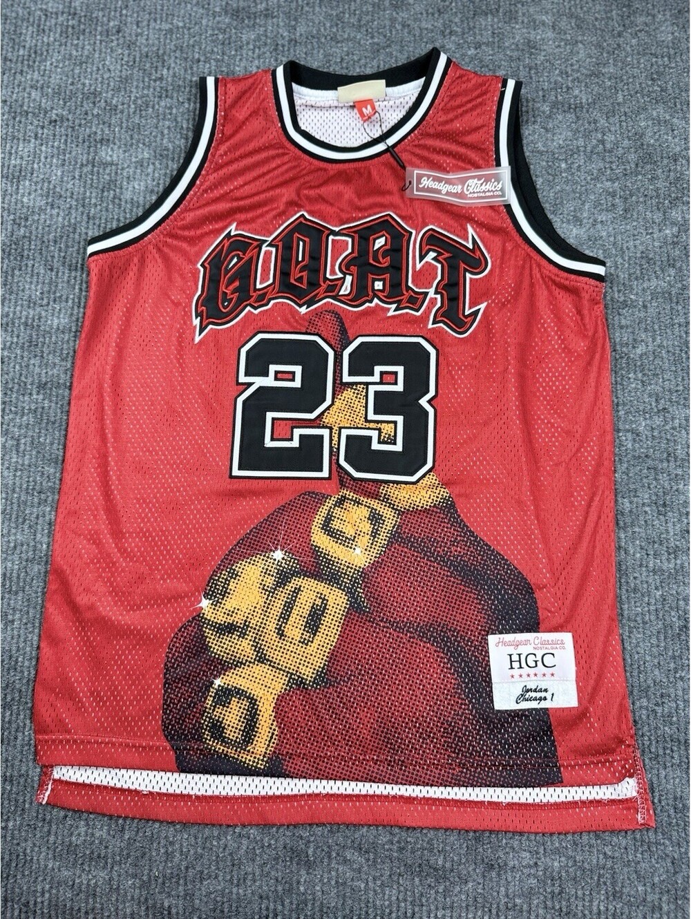 Headgear Classics GOAT Jordan 23 Chicago Basketball Jersey Mens M Red NWT